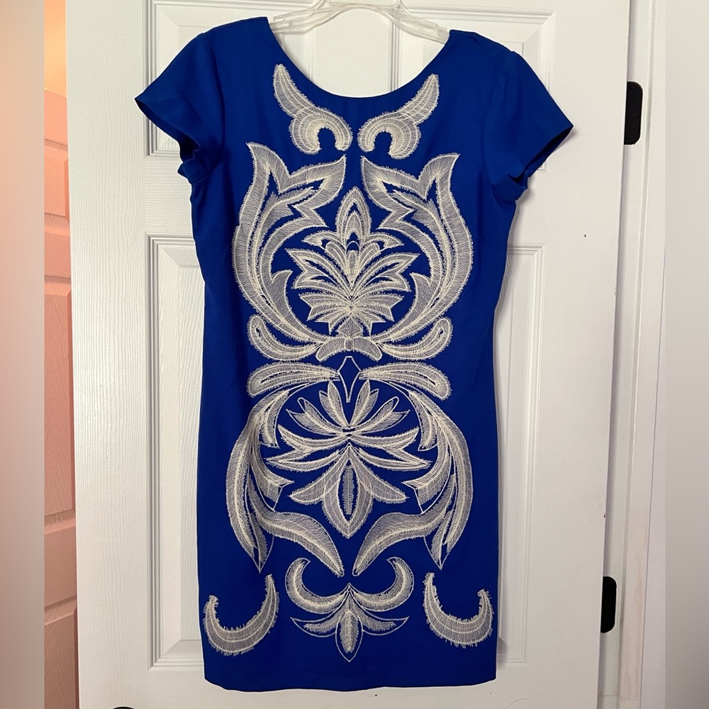 Women’s Blue and White fitted dress